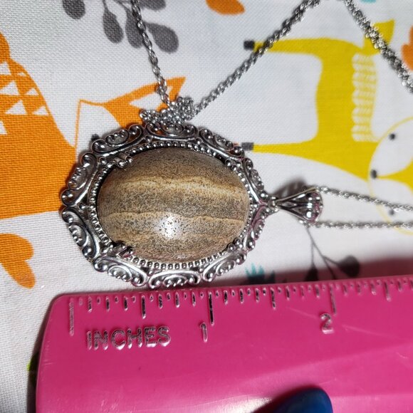 Picture Jasper Pendant Stainless Steel Necklace - Picture 8 of 8